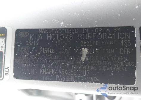 2016 Kia Forte Lx z USA, uszkodzony, nr VIN KNAFK4A6XG5612117